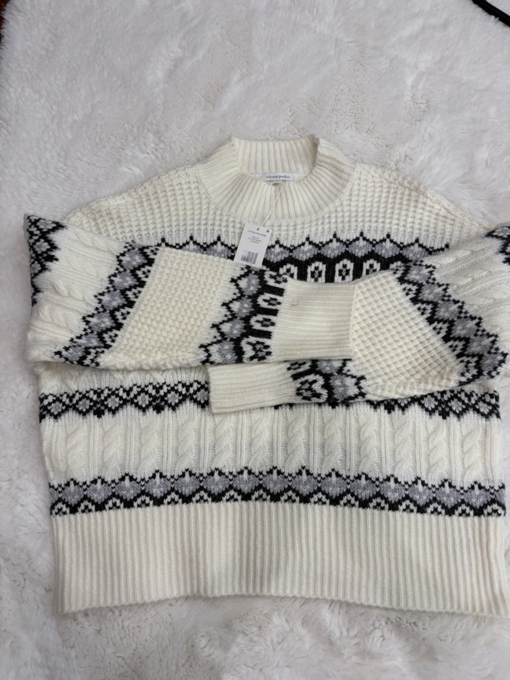 Adyson Parker,Size XL,Women’s Cream Nordic Cable Knit Sweater - Picture 13 of 14